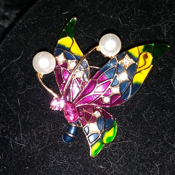 Colorful Wasp with White Pearls Brooch - Picture 4 of 4